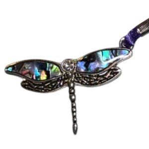 Dragonfly bookmark purple cord flower end